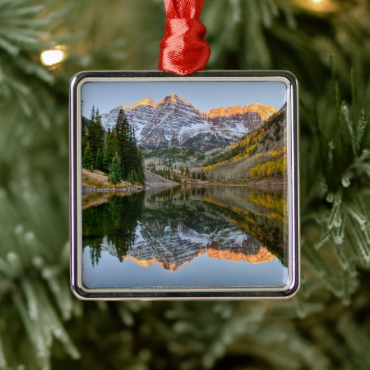 Wasser | Maroon Bells Lake Aspen Trees Ornament Aus Metall (Baum)