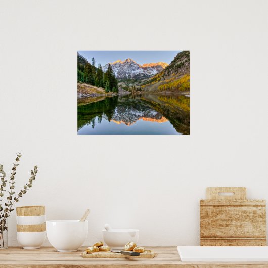 Wasser | Maroon Bells Lake Aspen Trees Poster (Küche)