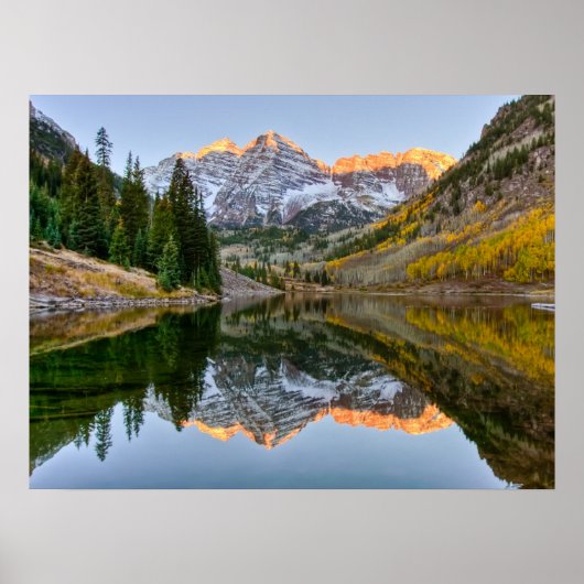 Wasser | Maroon Bells Lake Aspen Trees Poster (Vorne)