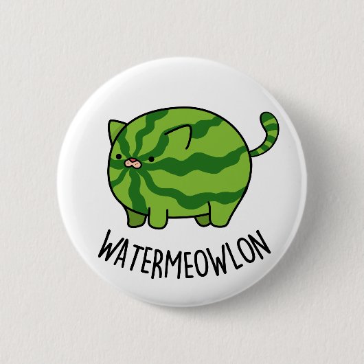 Wasser-Mäuse Funny Watermelon Cat Pun Button (Vorderseite)