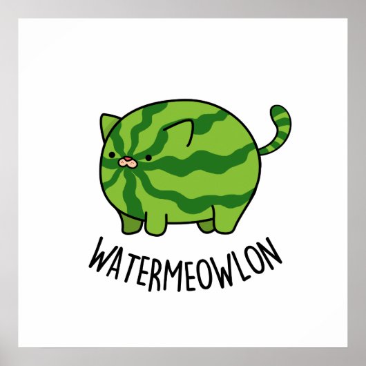 Wasser-Mäuse Funny Watermelon Cat Pun Poster (Vorne)