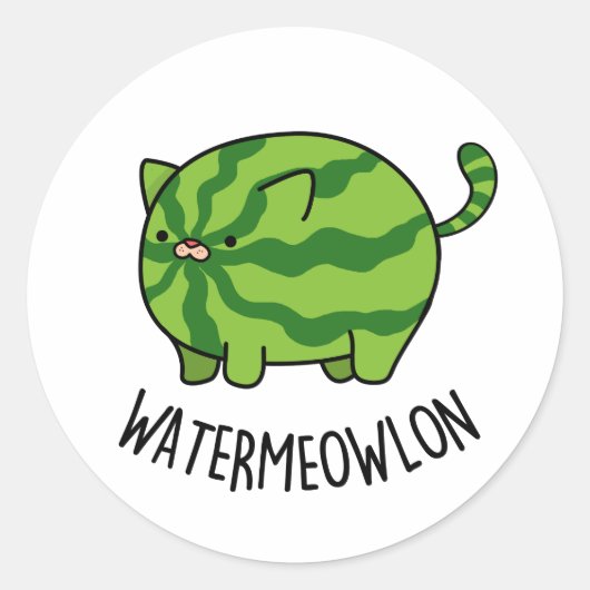 Wasser-Mäuse Funny Watermelon Cat Pun Runder Aufkleber (Vorderseite)