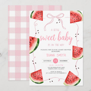 Wasser melon Baby-Party mit rosa Schleife Einladung