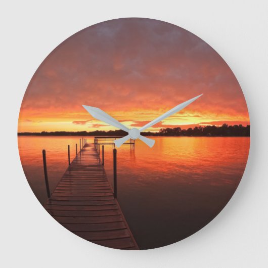 Wasser | Minnetonka-See, Minnesota Große Wanduhr (Vorderseite)