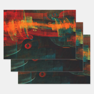 Wasser Orange Rot Blau Moderne Abstrakte Kunst Mus Geschenkpapier Set