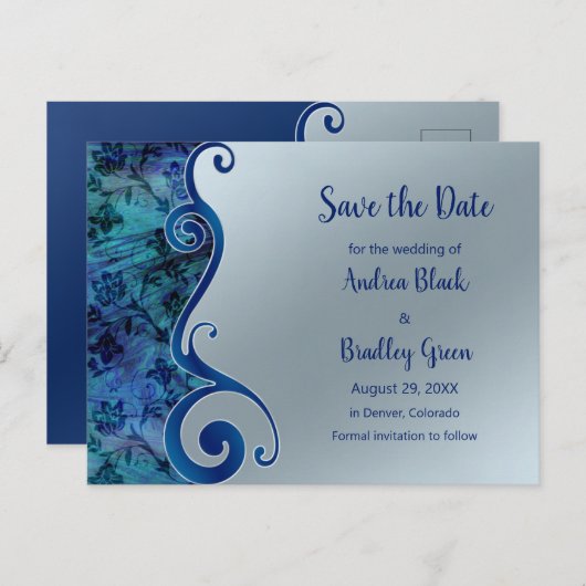 Wasser & Paua Muschel Save the Date Postkarte Insp (Vorne/Hinten)