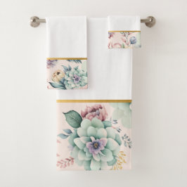WASSER PEACH FLORAL BADEZIMMER TOWEL SET
