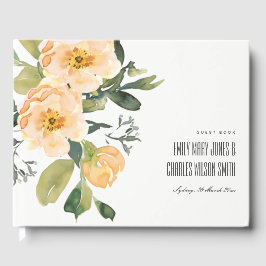 WASSER PEACH PEONY FLORAL BUNCH WATERCOLOR WEDD GÄSTEBUCH