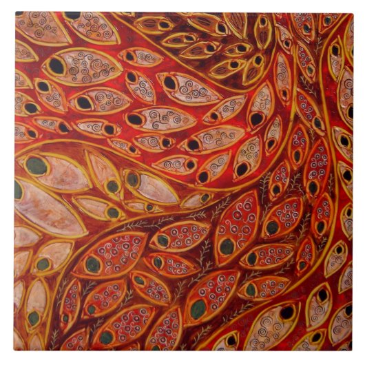 "Wasser-Pfaus" (Malerei) Fliese (Vorderseite)