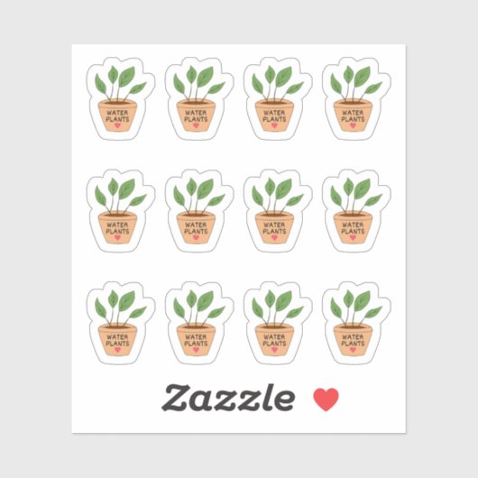Wasser Pflanze Erinnerung Mini Pflanze Pots Bujo P Aufkleber (Blatt)