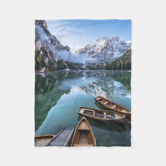Wasser | Pragser Wildsee Dolomites Italien Fleecedecke (Vorderseite)