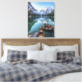 Wasser | Pragser Wildsee Dolomites Italien Leinwanddruck (Insitu (Schlafzimmer))