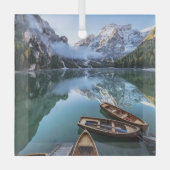Wasser | Pragser Wildsee Dolomites Italien Ornament Aus Glas (Vorderseite)