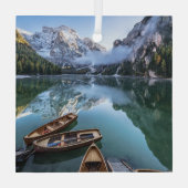 Wasser | Pragser Wildsee Dolomites Italien Ornament Aus Glas (Rückseite)