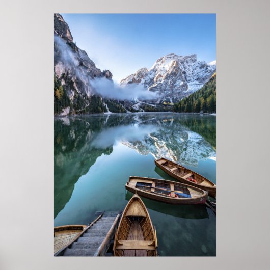 Wasser | Pragser Wildsee Dolomites Italien Poster (Vorne)