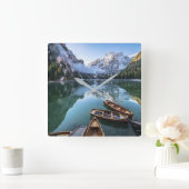 Wasser | Pragser Wildsee Dolomites Italien Quadratische Wanduhr (Zuhause)