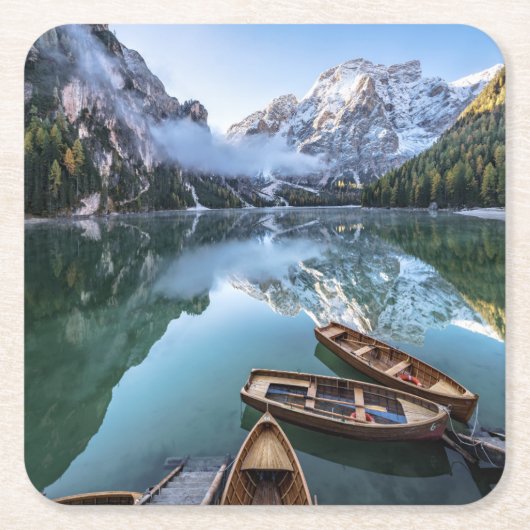 Wasser | Pragser Wildsee Dolomites Italien Rechteckiger Pappuntersetzer (Vorderseite)