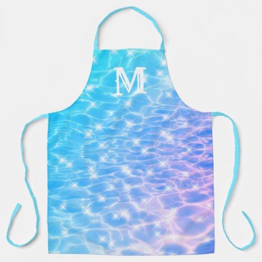 Wasser rippelt Wasserstruktur coole Monogramm Schürze (Vorderseite)