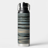 Wasser-Rippling-Waves Blau Beige Schwarz Trinkflasche (Vorderseite)