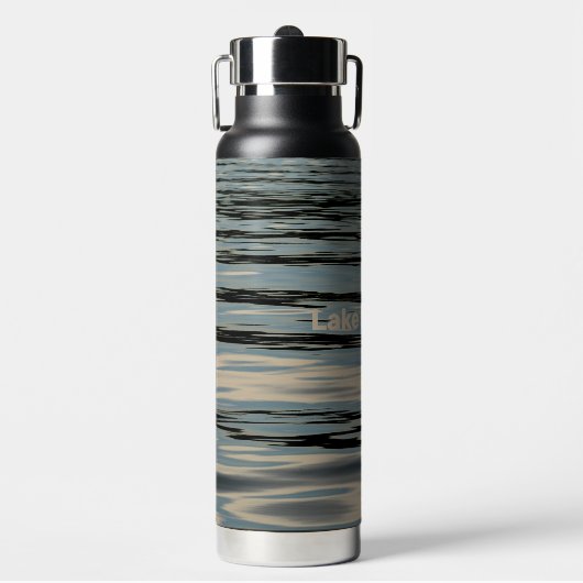 Wasser-Rippling-Waves Blau Beige Schwarz Trinkflasche (Vorderseite)
