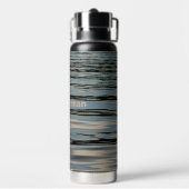 Wasser-Rippling-Waves Blau Beige Schwarz Trinkflasche (Hinten)