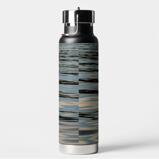 Wasser-Rippling-Waves Blau Beige Schwarz Trinkflasche (rechts)