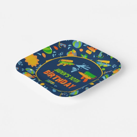 Wasser-Rüstung Battle Pool Party Kinder Sommer Geb Pappteller (Gewinkelt)