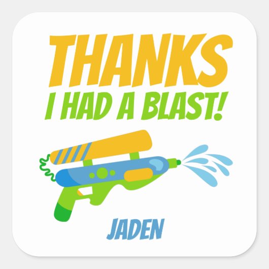 Wasser-Rüstung Battle Pool Party Kinder Sommer Geb Quadratischer Aufkleber (Vorderseite)