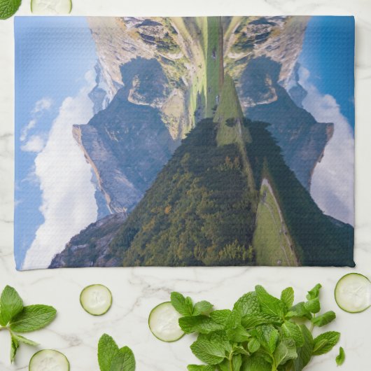 Wasser | See Alpine Schweiz Geschirrtuch (Gefaltet)