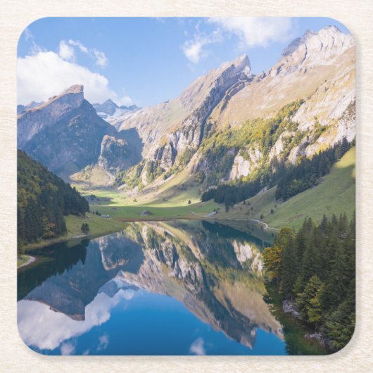 Wasser | See Alpine Schweiz Rechteckiger Pappuntersetzer (Vorderseite)