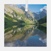 Wasser | Seealpsee Schweizer Alpen Schweiz Ornament Aus Glas (Rückseite)