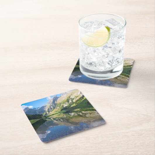 Wasser | Seealpsee Schweizer Alpen Schweiz Rechteckiger Pappuntersetzer (Vor Ort)