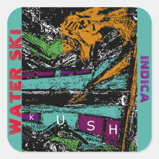 WASSER SKI INDICA KUSH QUADRATISCHER AUFKLEBER