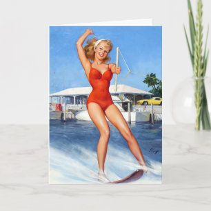 Wasser-Ski-Pin-Up Karte