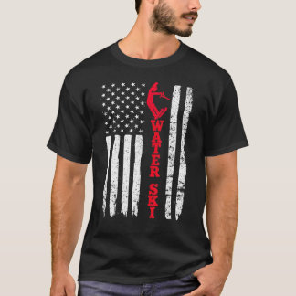 Wasser Ski Usa American Flag Sport Ski Fan T-Shirt