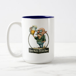 Wasser sparen, Bier trinken Lustiger Vintage-Tee Zweifarbige Tasse