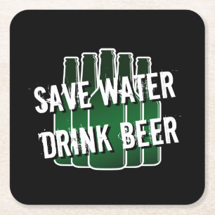 WASSER SPAREN BIER TRINKEN Untersetzer mit lustige