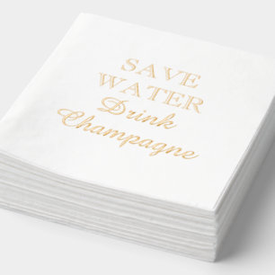 Wasser sparen, Champagner trinken elegante goldene Servietten Mit Folie