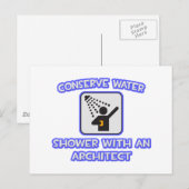 Wasser sparen .. Dusche mit Architektur Postkarte (Vorne/Hinten)