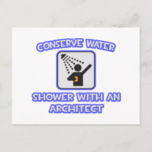 Wasser sparen .. Dusche mit Architektur Postkarte
