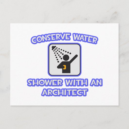 Wasser sparen .. Dusche mit Architektur Postkarte (Vorderseite)