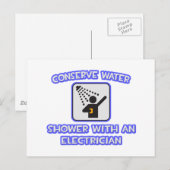 Wasser sparen .. Dusche mit Elektrogerät Postkarte (Vorne/Hinten)