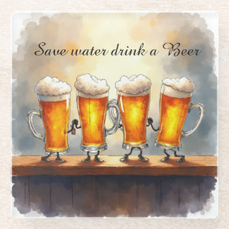 Wasser sparen, ein Bier trinken Glasuntersetzer