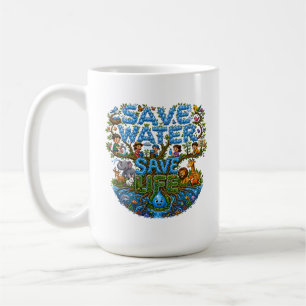 Wasser sparen, Leben retten Umweltbewahrung Kaffeetasse