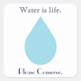 Wasser sparen quadratischer aufkleber