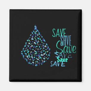 Wasser sparen Tropfen Tröpfchen Funky Magnet