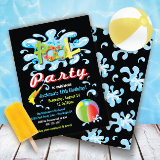 Wasser Splash Pool Party Geburtstag Einladungen