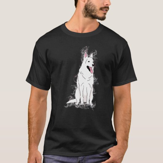 Wasser Splash Proton Science White German Shepherd T-Shirt (Vorderseite)