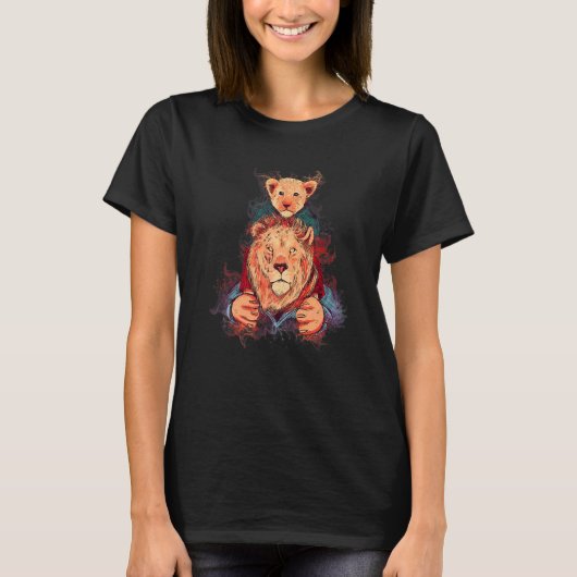 Wasser Splash Vater Son Lion T-Shirt (Vorderseite)