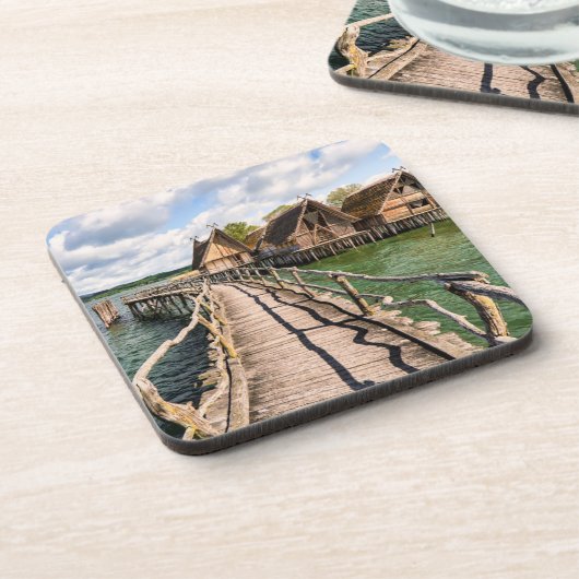 Wasser | Stilhäuser über dem Wasser Getränkeuntersetzer (Linke Seite)